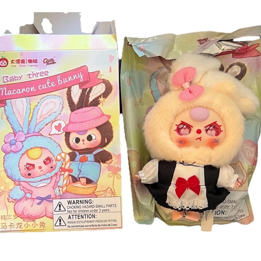 Baby Three Macaron Yellow Bunny 6” Plush Keychain